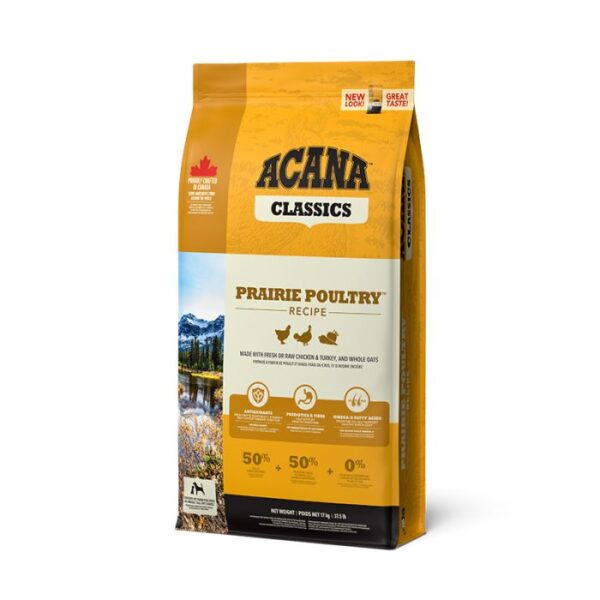 acana classics prairie poultry recipe front left 17kg emea apac